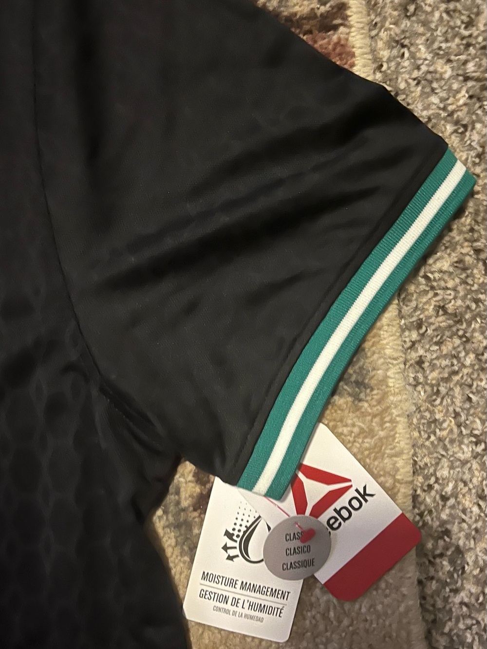 Reebok Black Polo Shirt with White Logo - Picture 3 of 5